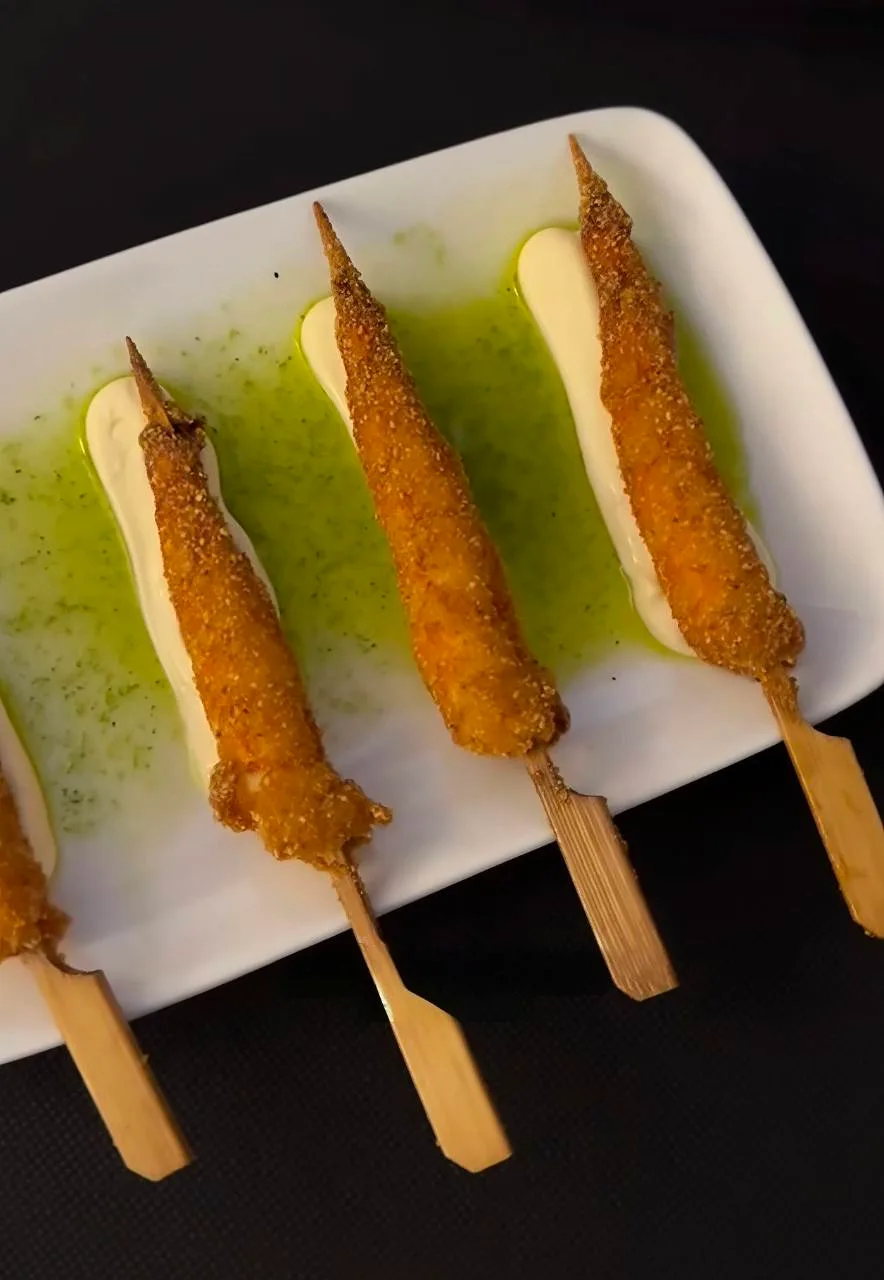 Café Vanessa's crispy prawn skewers